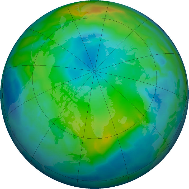 Arctic ozone map for 25 November 2011